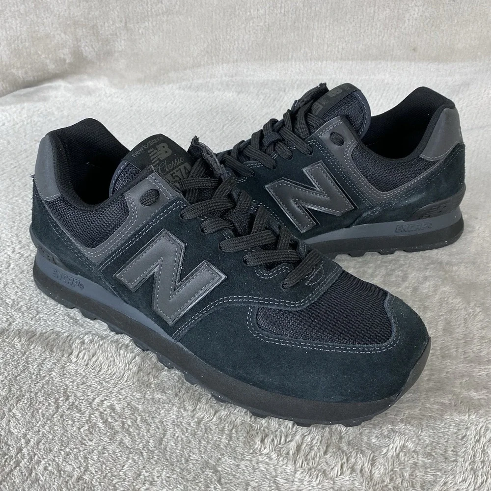 New Balance 574 Core Mens Size 11.5 Black Suede Running Shoes ML574EVE NEW